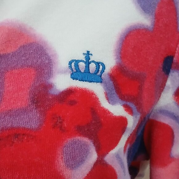 Juicy Couture Y2K Terrycloth Zip Up All Over Floral Jacket Size Large - Picture 2 of 8